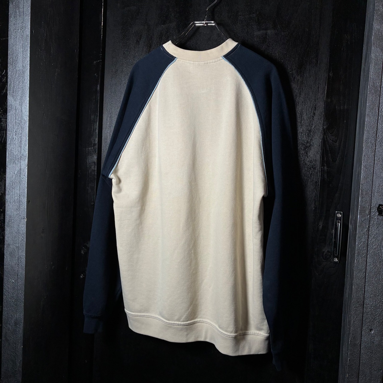 00s QUICKSILVER ラグランスウェット アイボリー×ネイビー クイックシルバー