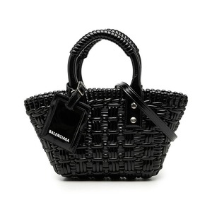 バレンシアガ ビストロXXS ハンドバッグ ショルダーバッグ 2WAY 678028 ブラック エナメル レディース BALENCIAGA 【中古】