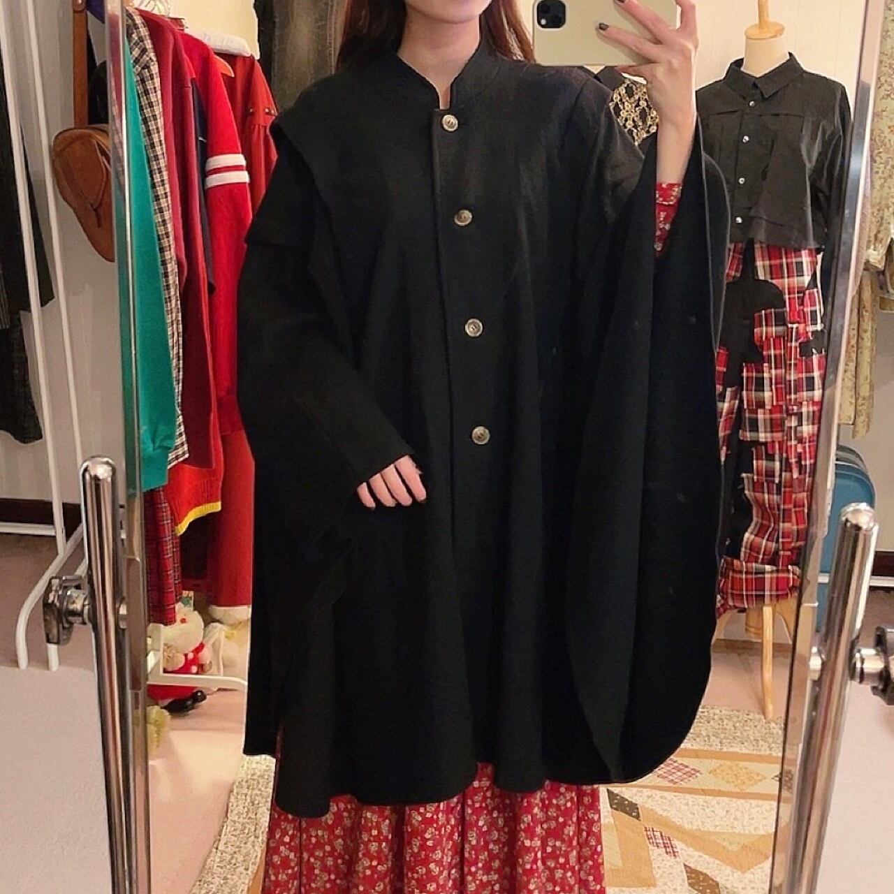 black circle poncho coat