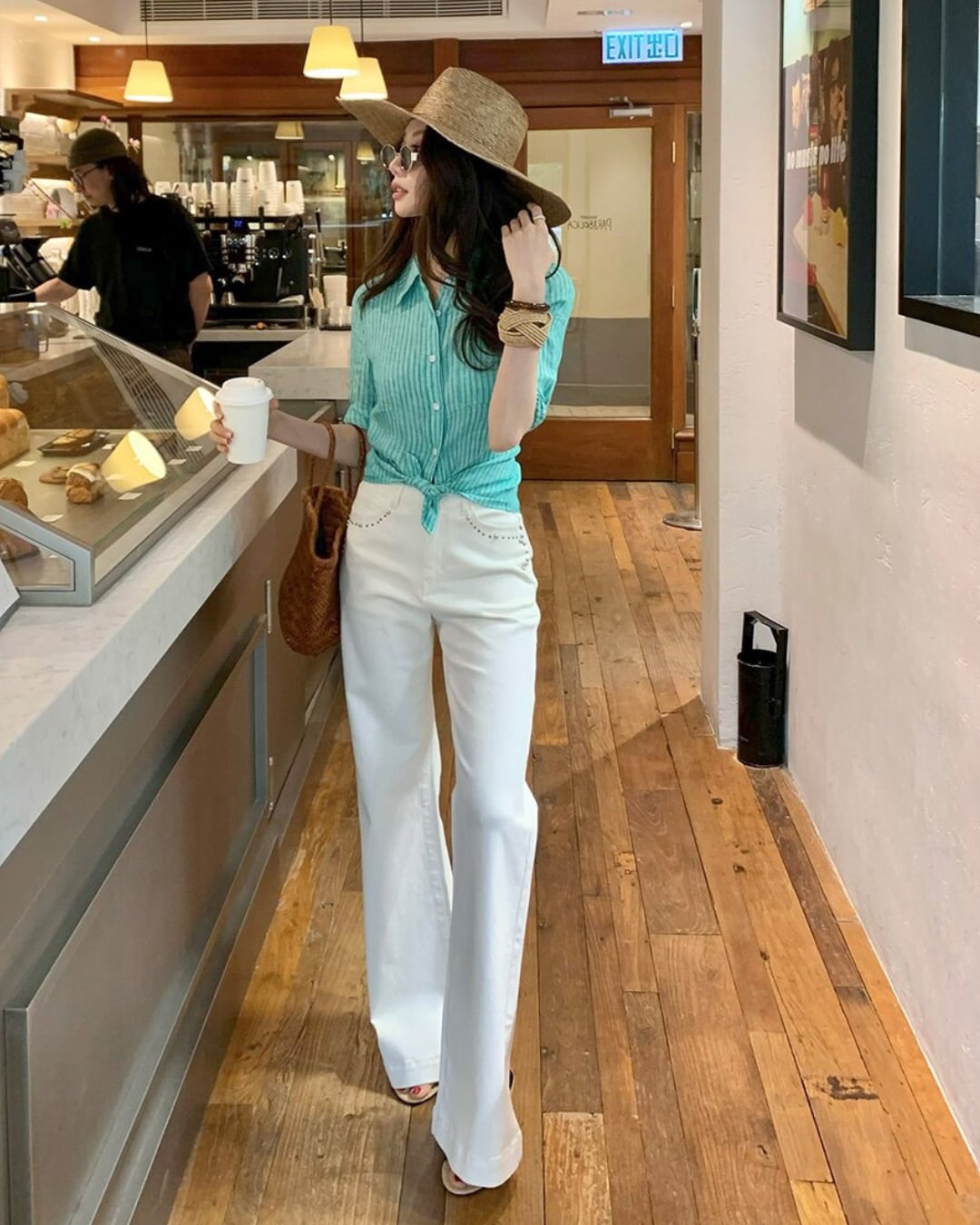 スタッズデザインフレアデニムパンツ S26171