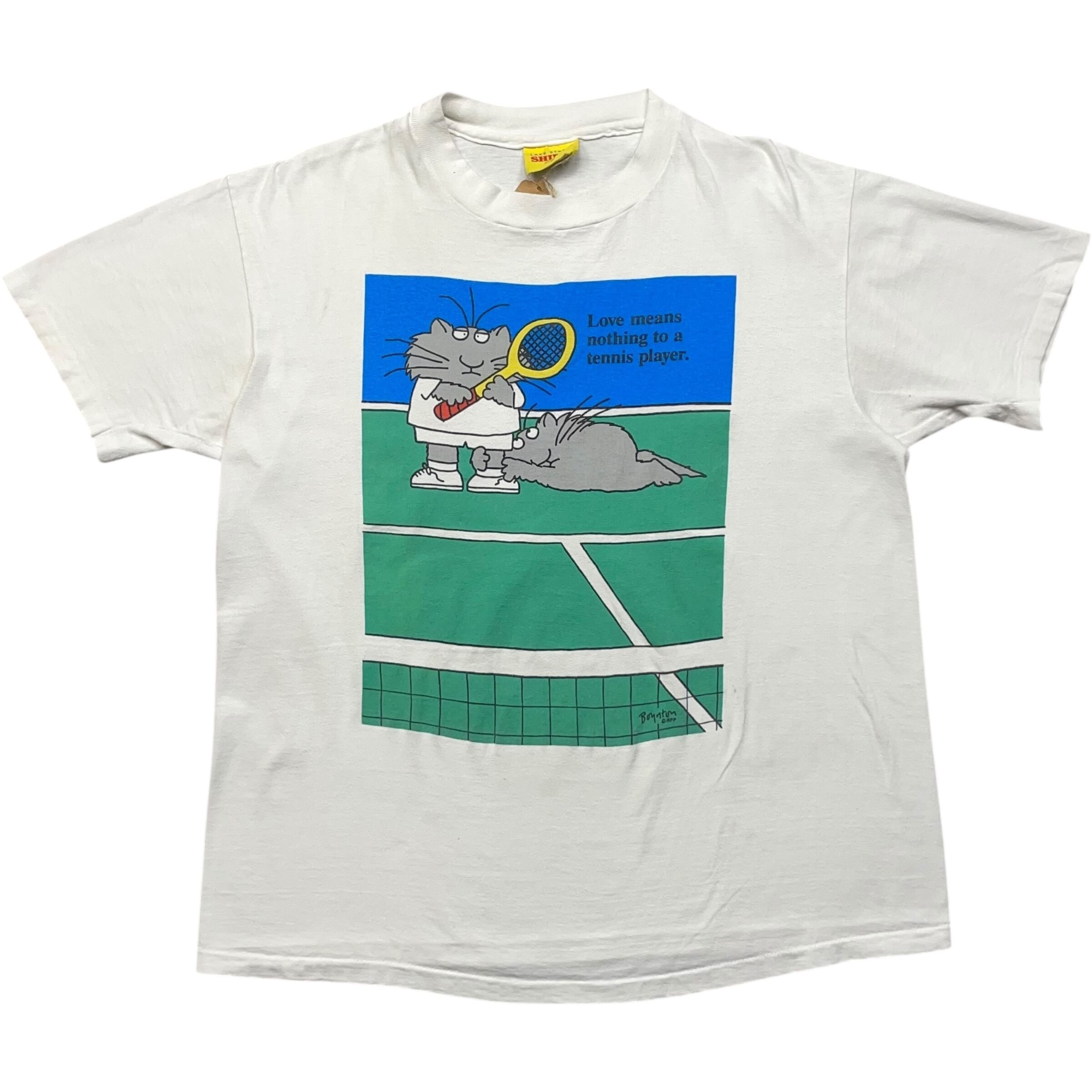 《XL》 LAKE STREET SHIRTS Tシャツ テニス ユーモラス プリント ホワイト USA製 90年代 vintage no.8674