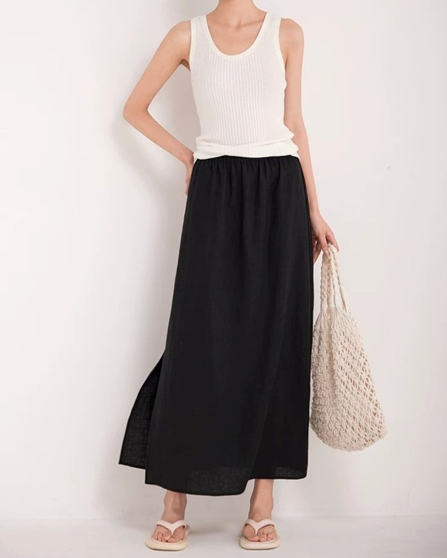 Side slit straight long Skirt L0271