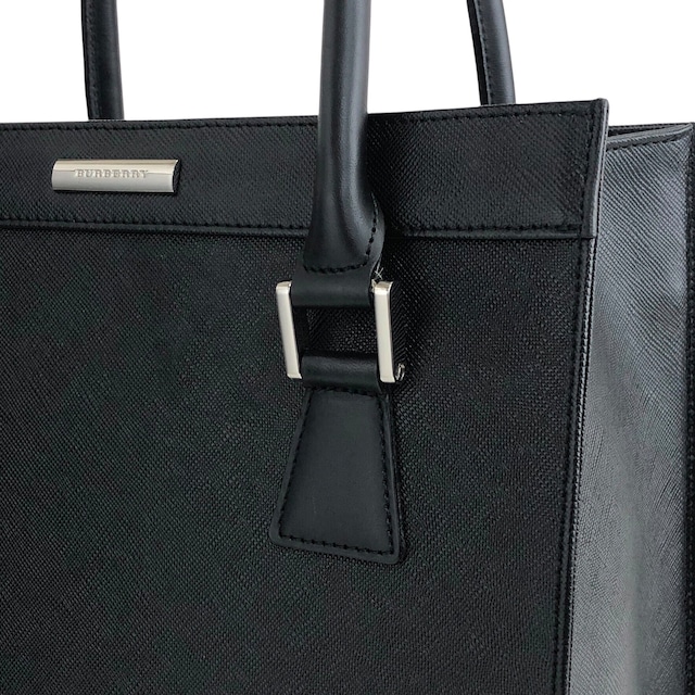 BURBERRY バーバリー ハンドバッグ ブラック ロゴ レザー vintage ヴィンテージ オールド yej8u5