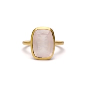 S925 SINGLE STONE MATT RING -ROSE QUARTZ- 02