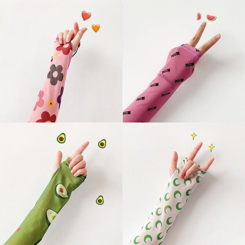 サマースリーブアームグローブ 薄手レッド 夏物 シルク ブラック・アイド・ピーズ70286478373