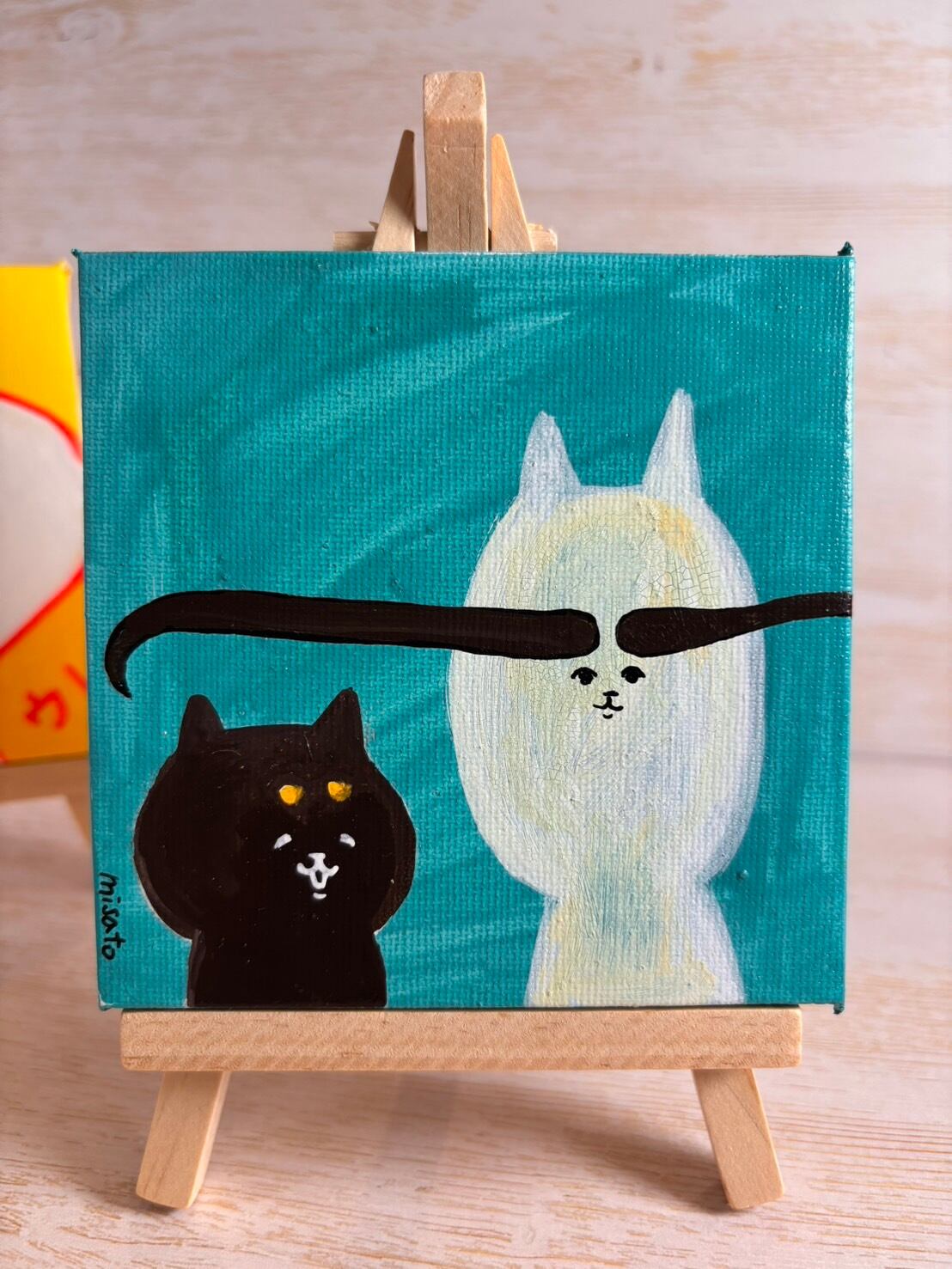 【眉毛伸びる早い子】misato直筆ミニキャンバスアート(1点のみ) 眉毛伸びるのはやいんだよね