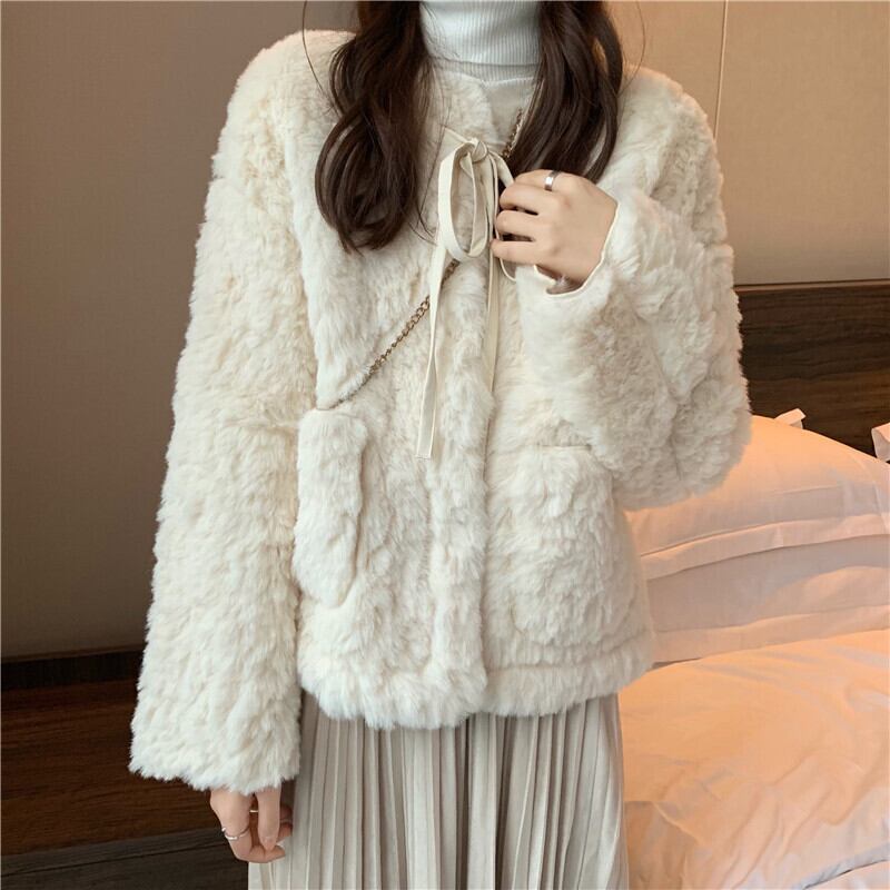 ジャケット ウィンタースタイルベルベットファーショートコート 冬物 萌量不足77657034295