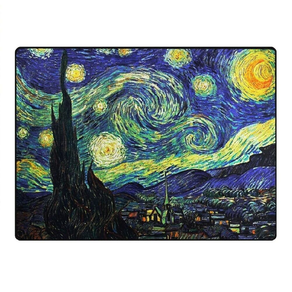 カーペット ゴッホ Vincent van Gogh フィンセント ファン ゴッホ 星月夜 アンティーク 絵画 シリーズ レトロ インテリア モダン  北欧 ゴシック 絵 リビング マット ラグ オールシーズン グッズ 癒し ヨーロッパ EU クリスマス 撮影 イベント