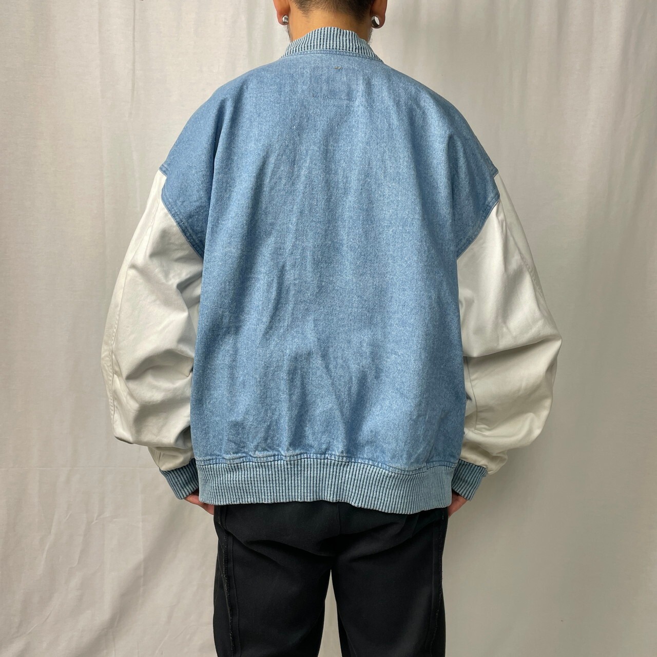 90年代 カナダ製 BOEING 企業ロゴ 刺繍 デニムスタジャン メンズ2XL 