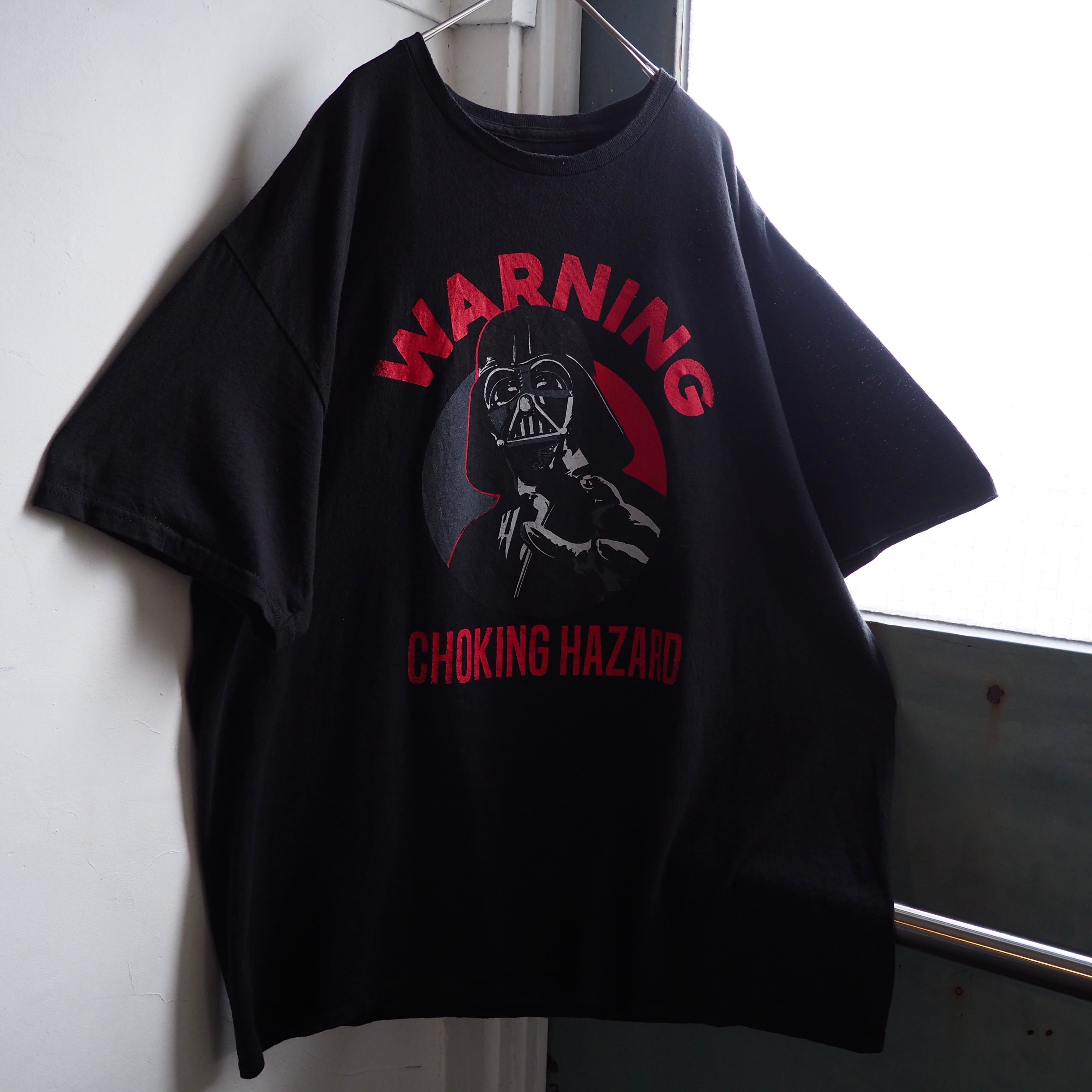 ” STARWARS ” ” Warning!Darth Vader ” printed Black loose Tee