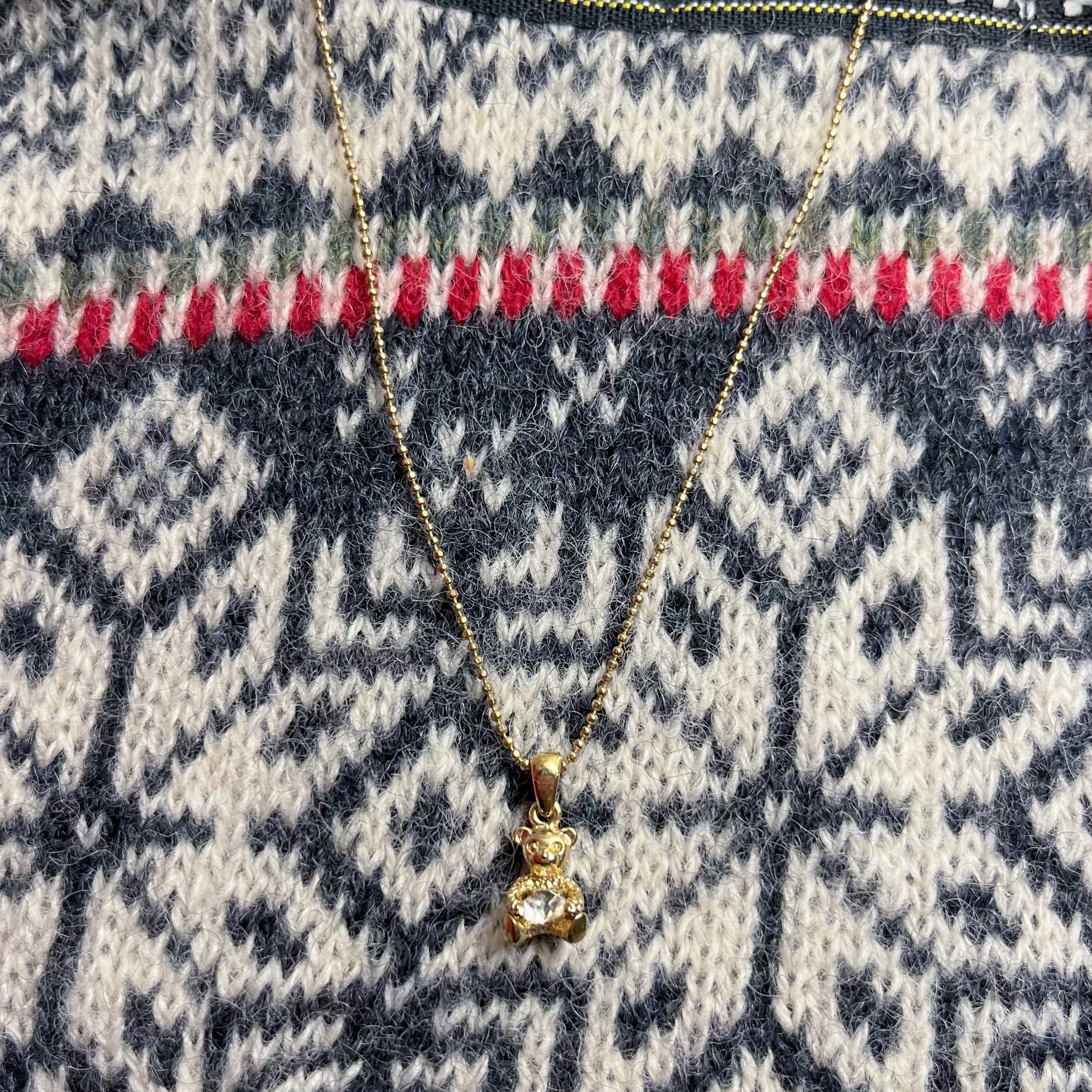 stone bear gold necklace