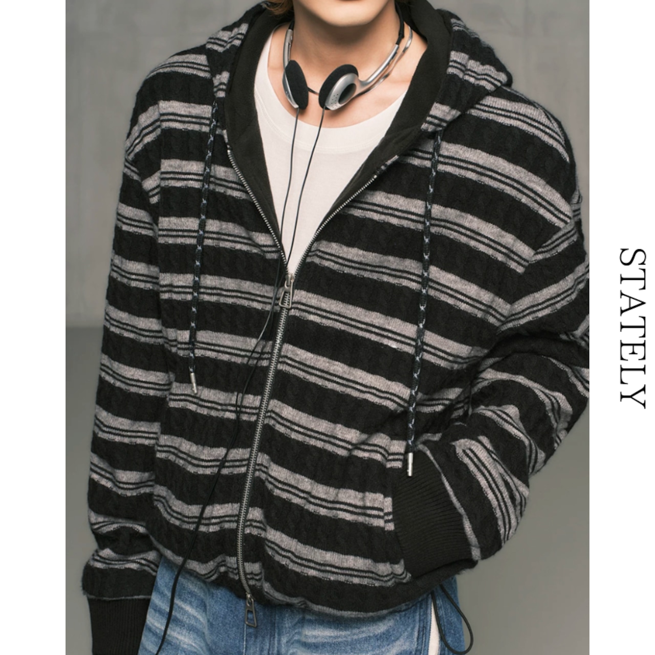 Cable Stripe ジップアップフーディー/4color__T09・画像14