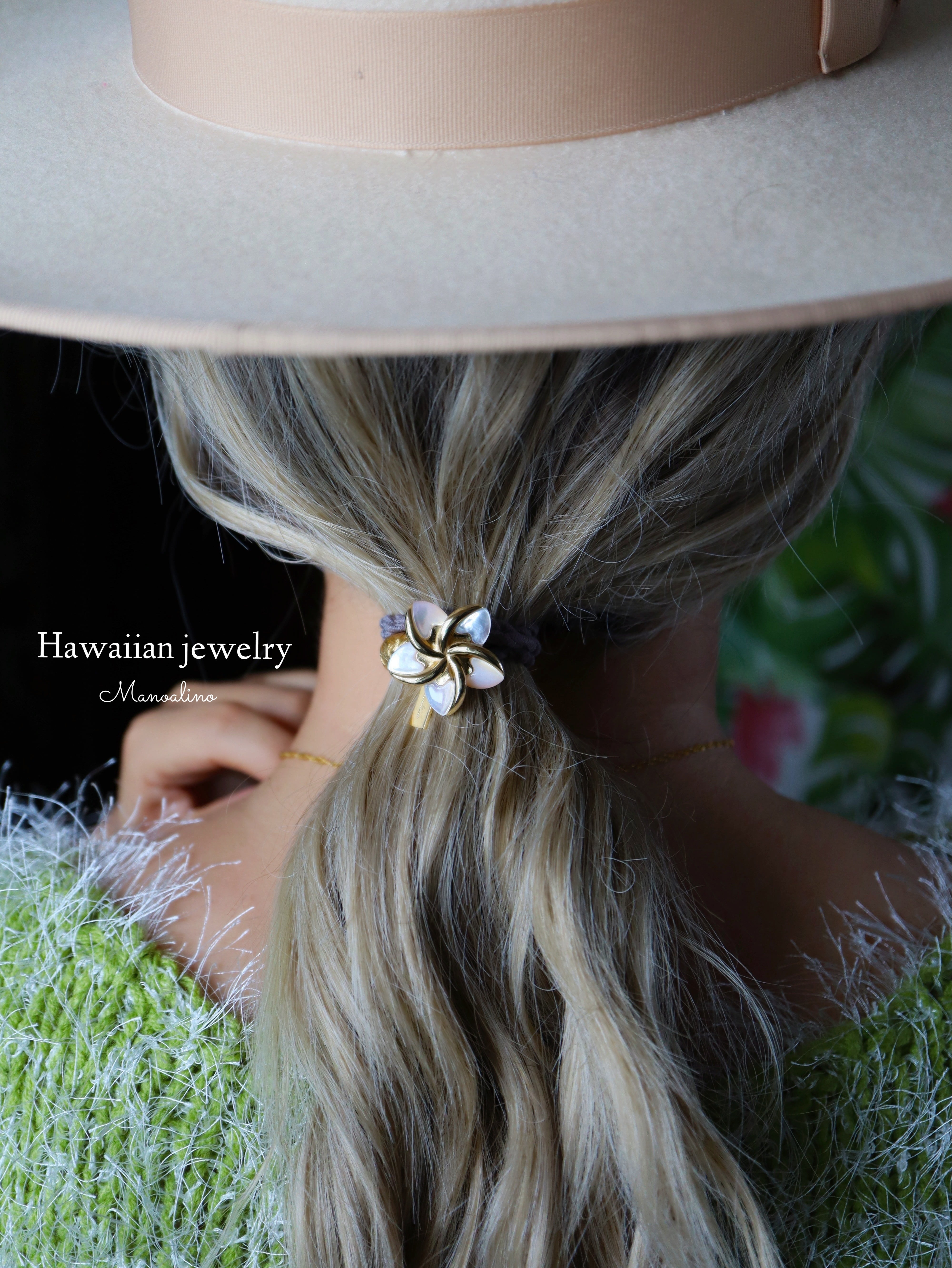 3color】Plumeria Shell hair accessory Hawaiian jewelry(ハワイアン