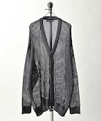 many men many mind loose silhouette mesh knitted cardigan (L/BLK) M2311050