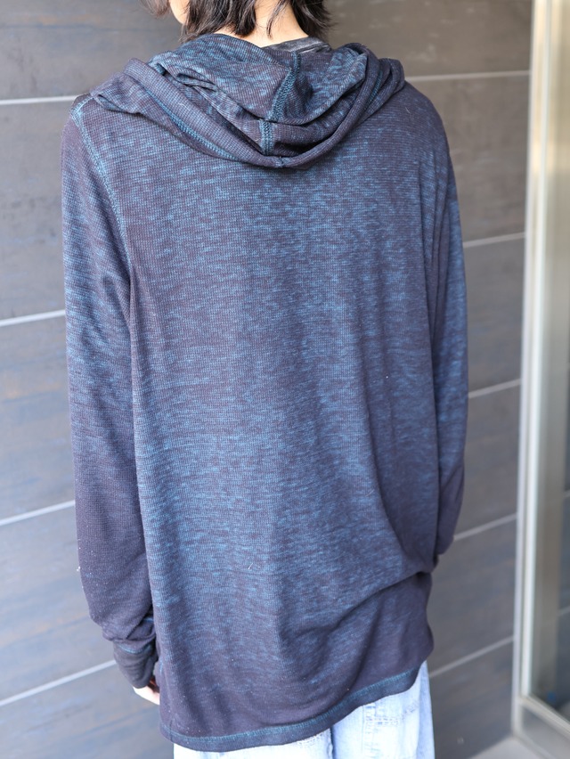 marbling henley neck hoodie