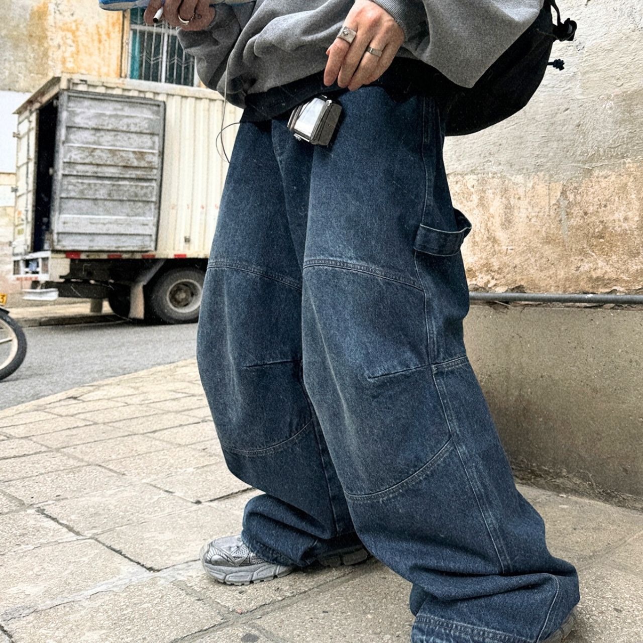 グレーブルーウォッシュワークデニム　1085