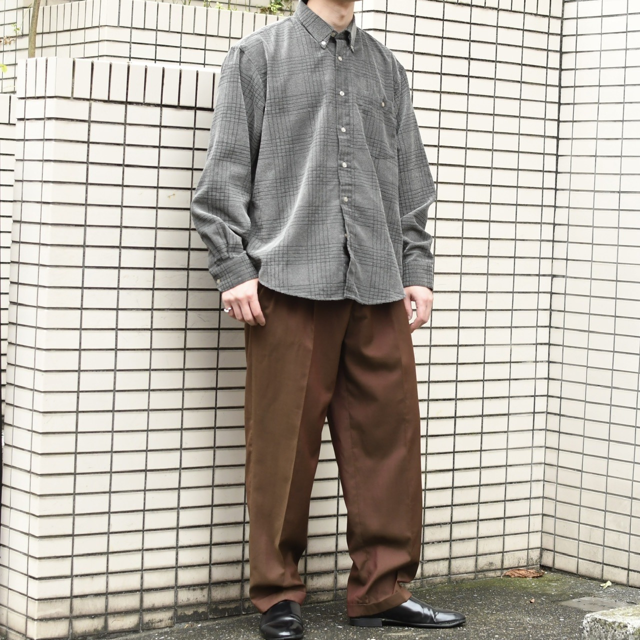 横畝 design check shirt