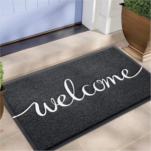 【在庫処分】CHICHIC 玄関マット 屋外 泥落とし 滑り止め 吸水 welcome 店舗用玄関マット 業務用 約43×75㎝ 黒 wel4376_b_01