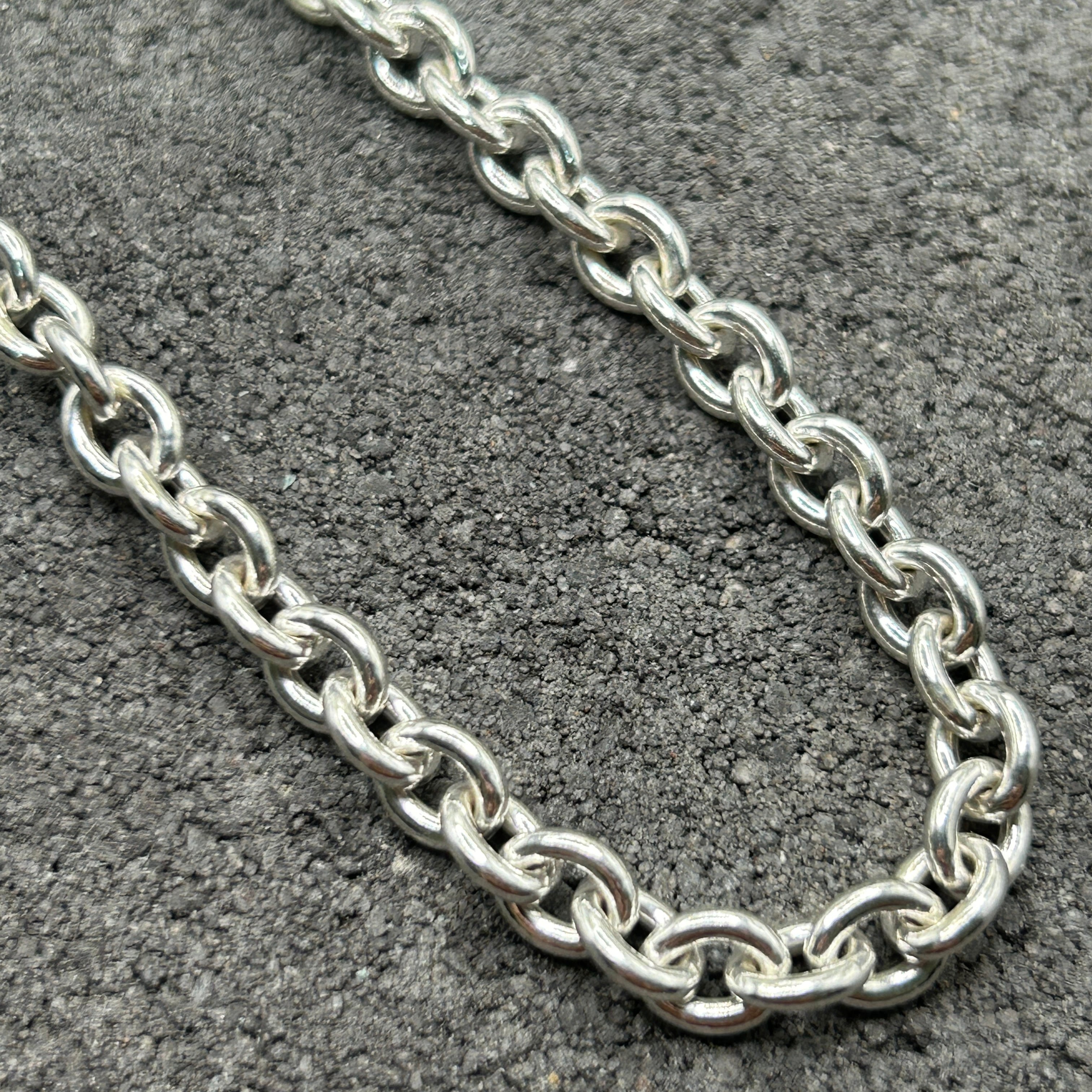 シルバー925 Silver あずきチェーンネックレス/軽研磨仕上げ/50cm