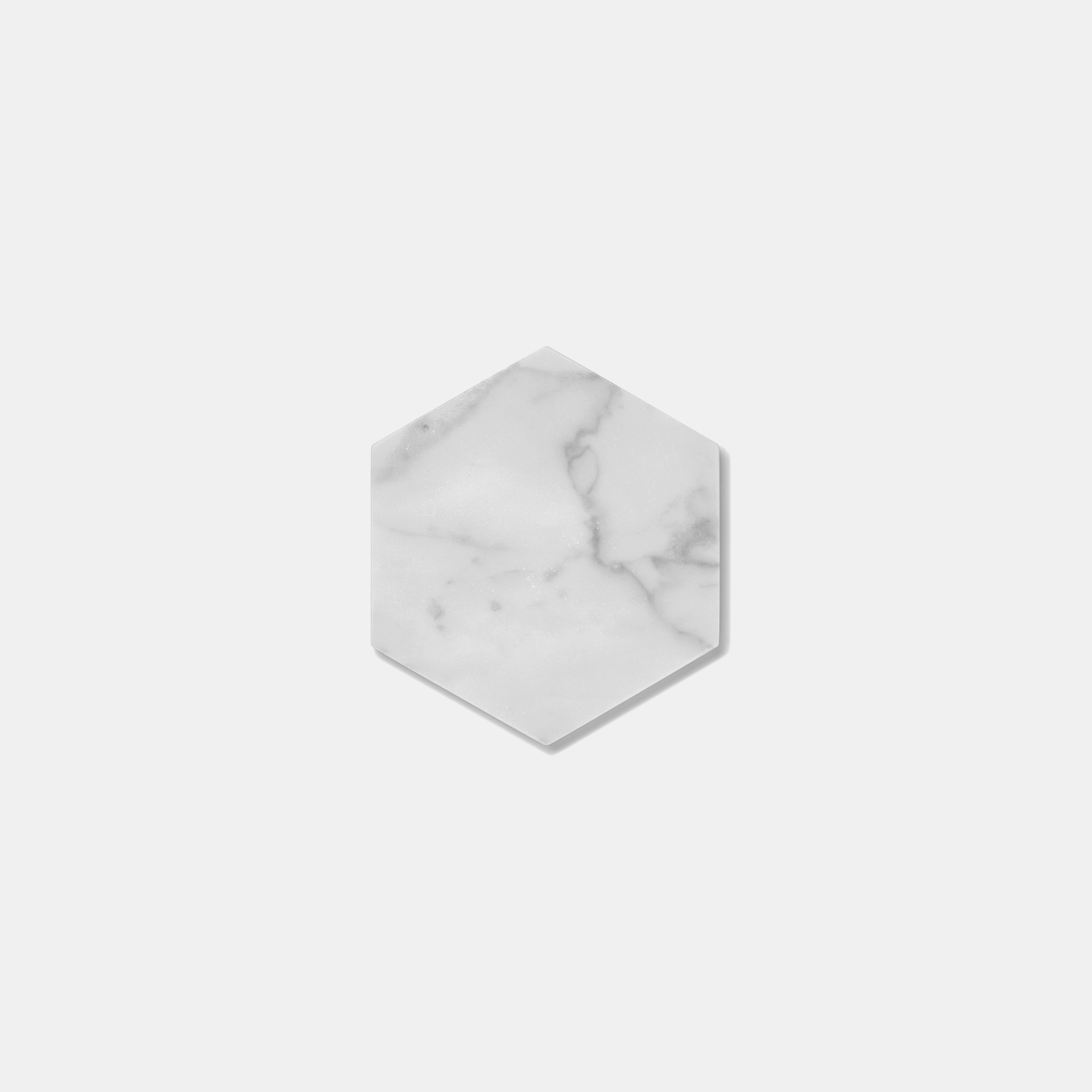 MARBLE HEXAGON COASTER - Bianco Carrara