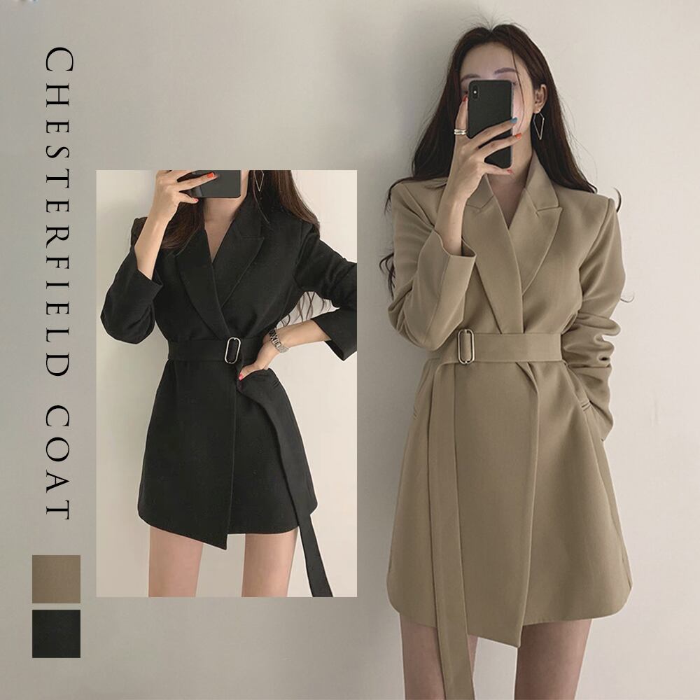 スーツジャケット レディース ベルト付き スーツアウター 長袖 Vネックス