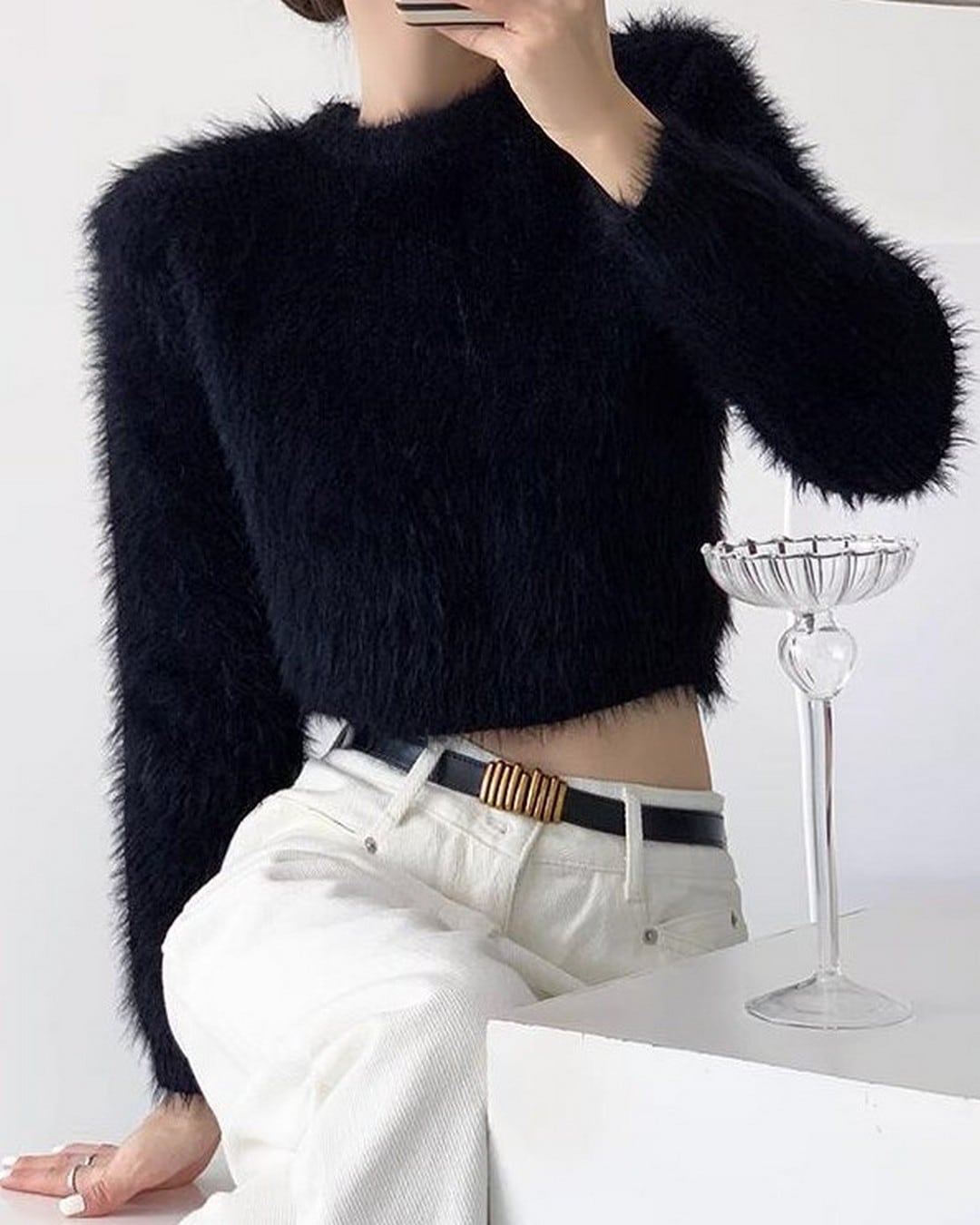 シャギーニットショートトップス A24168