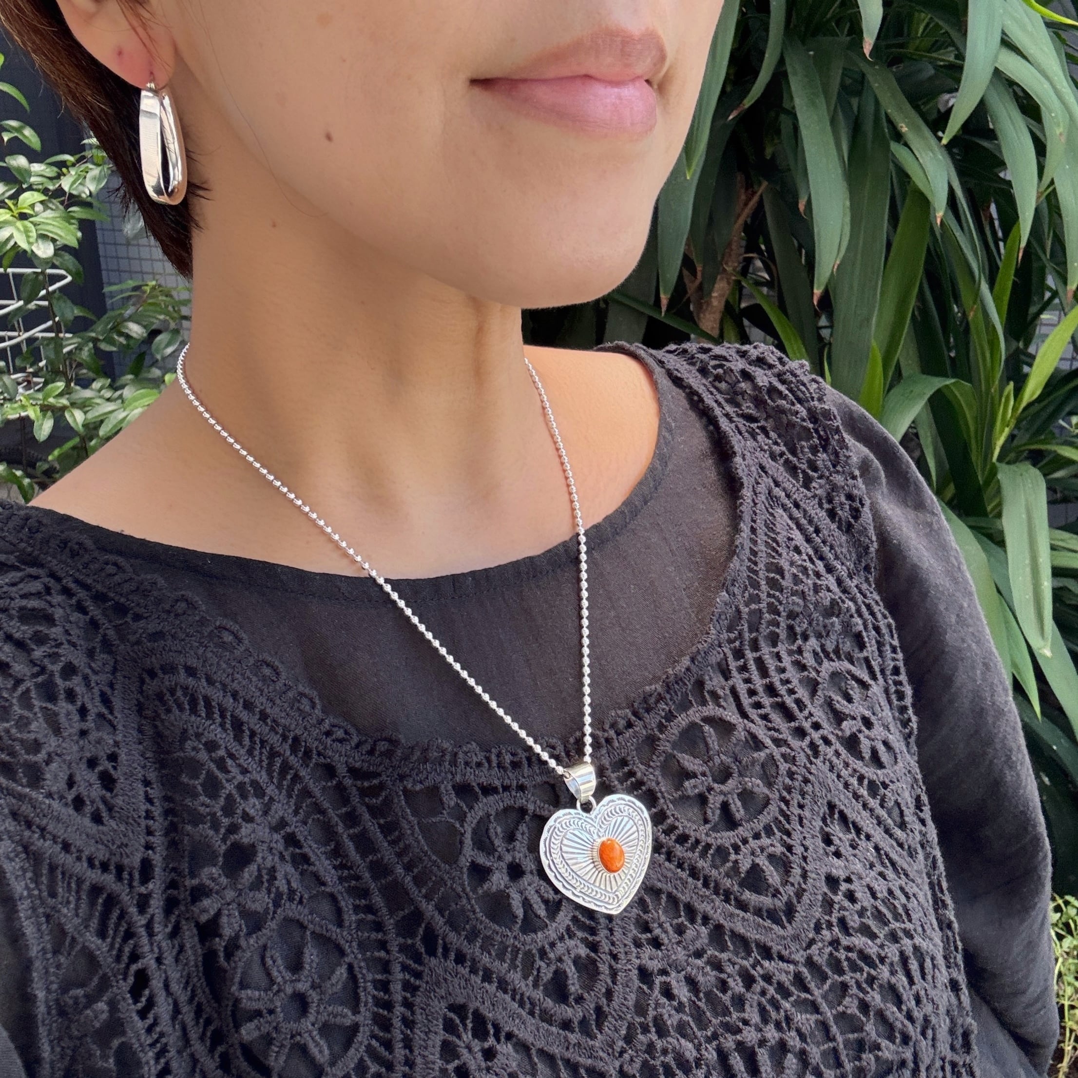 Indian Jewelry 》【 一点物 】オーバル スパイニー オイスター ハート