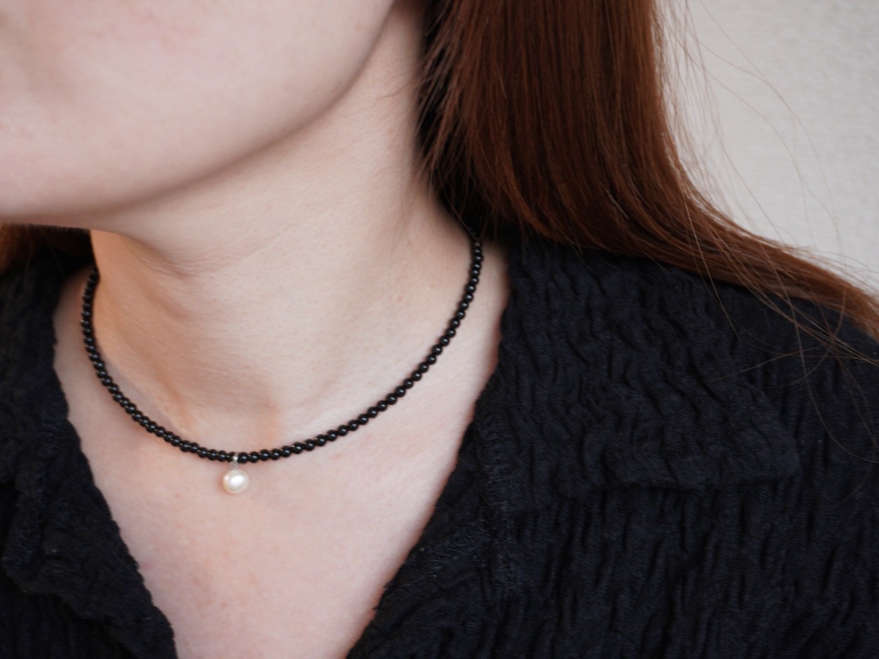 【 WAVE 】onyx × PURE point necklace