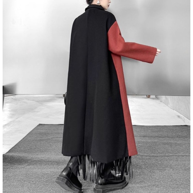 Asymmetric two-tone coat【2color】 C1337