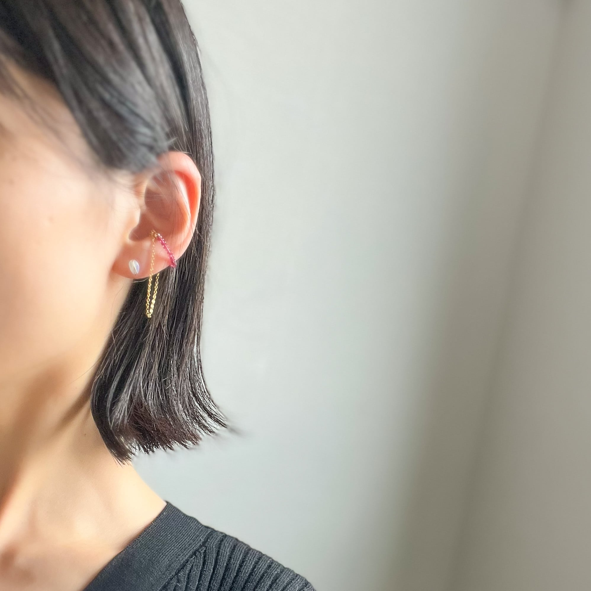 14kgfサファイア・レッドスピネルロングピアス/イヤリング