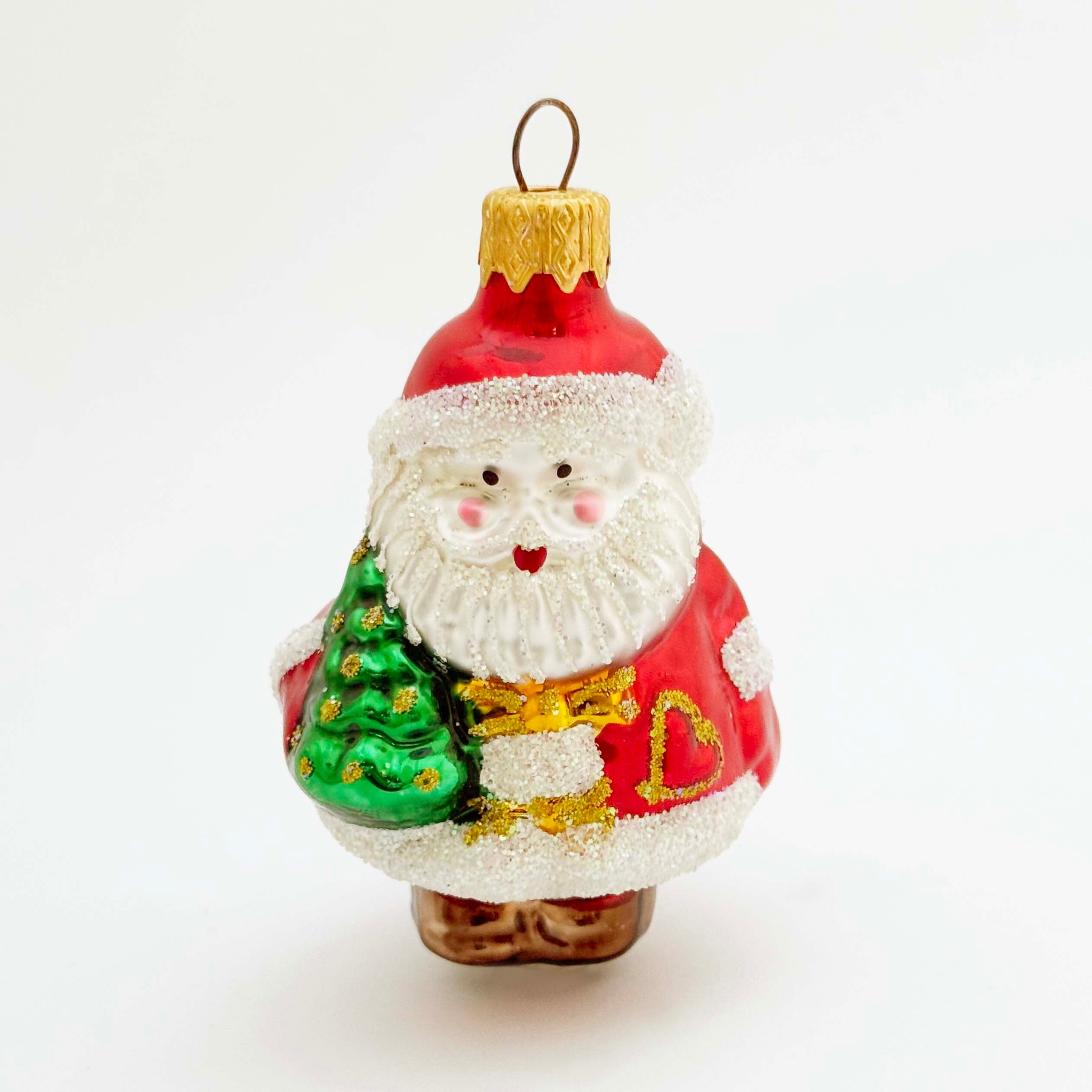 ウクライナ製 ガラスオーナメント（ツリーを抱えたサンタ）