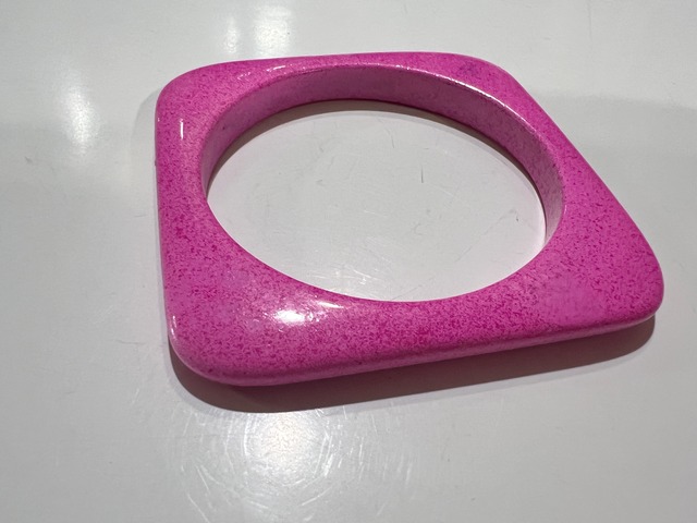 Vintage pink square wood bangle
