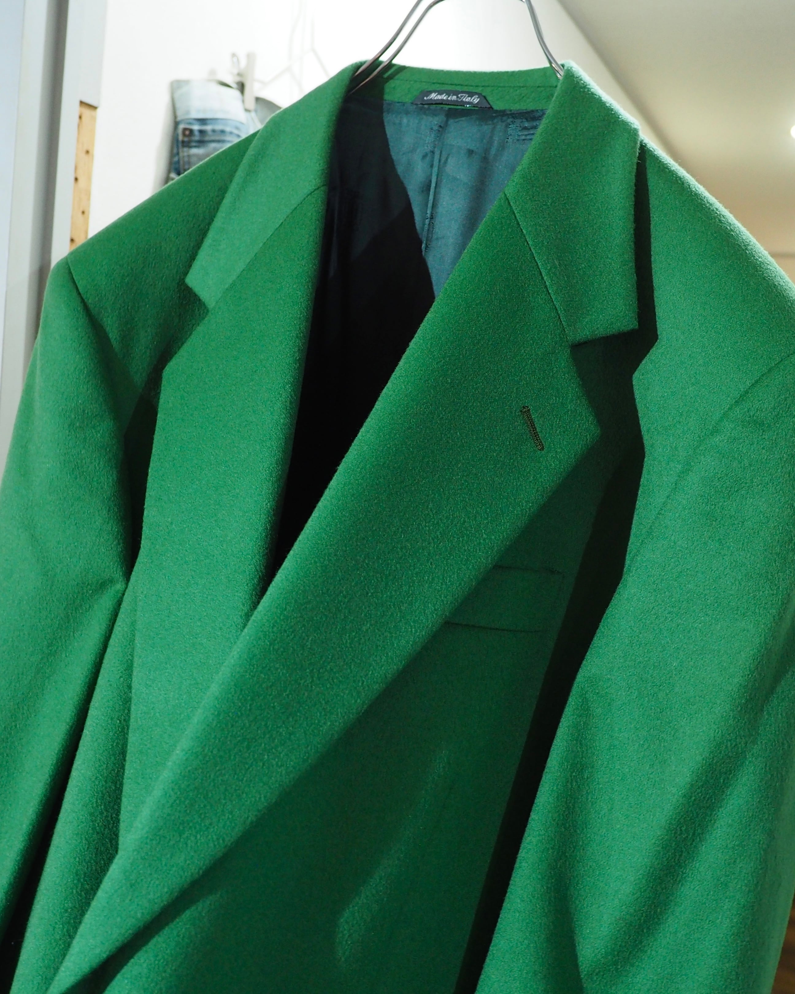 " Made in Italy - STUDIO FERRE " Beautiful Light Green Color Vintage Cashmere Mix Tailored Jacket