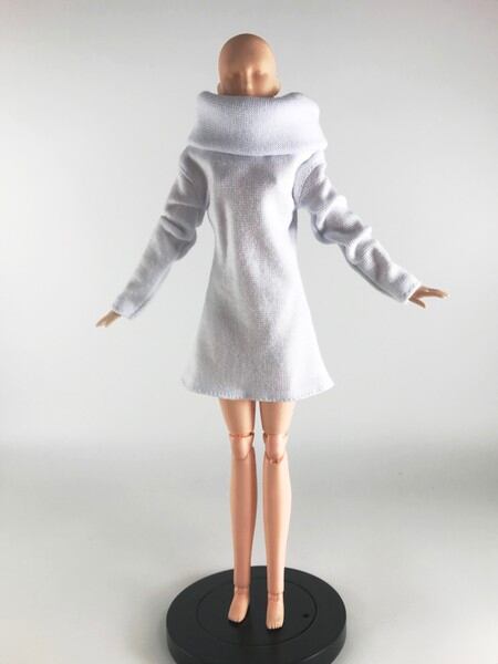 ドール服 1/6 女性用27 ネックスリーブカジュアルセーター ホワイト TV1002 VG - 画像3