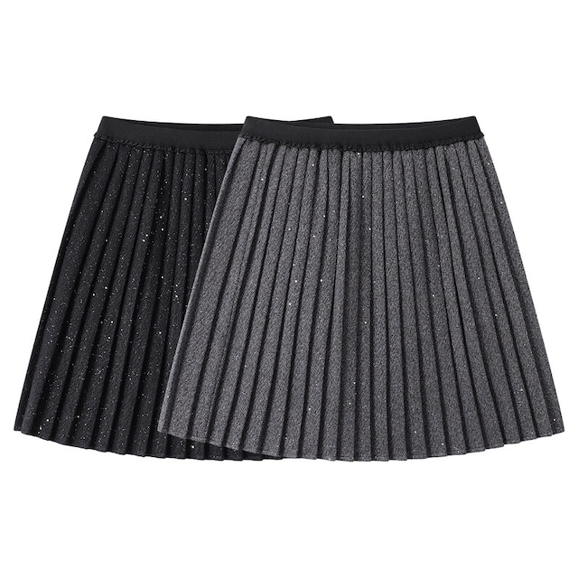 Rhinestone pleats mini skirt　B3940