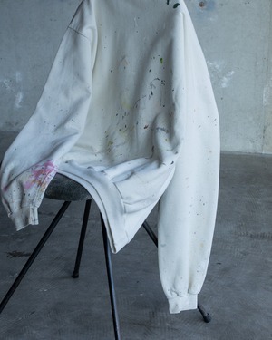 artistic painted sweat shirt / random multicolor paint splatter / blank body