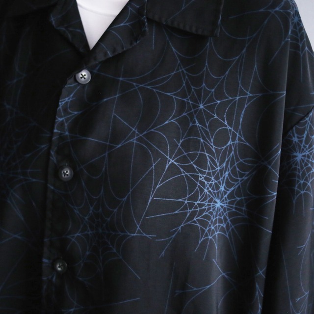 spiderweb and scull fire graphic loose h/s shirt