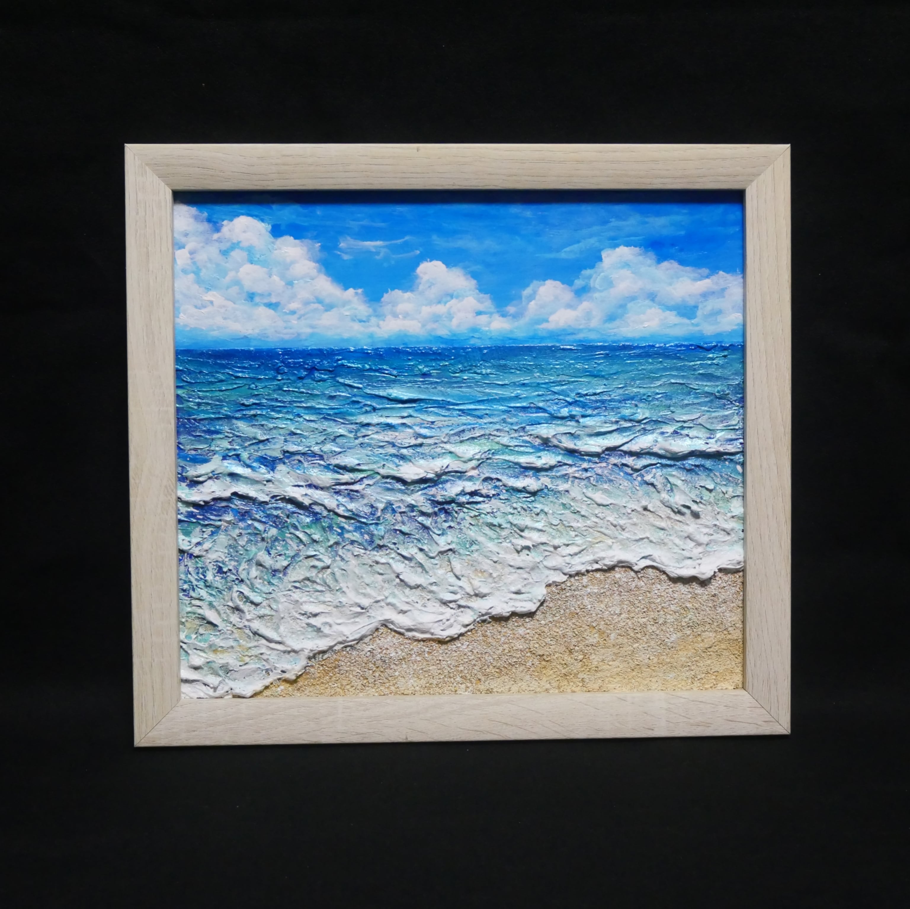 肉質油絵　横　波　海岸　額装仕上げ品 肉質油絵 横 波 海岸 額装仕上げ品 肉質油絵 横 波 海岸 額装仕上げ品