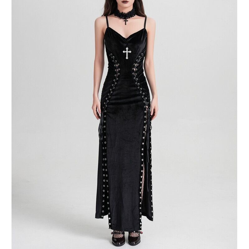 Cross lace-up one-piece r0153