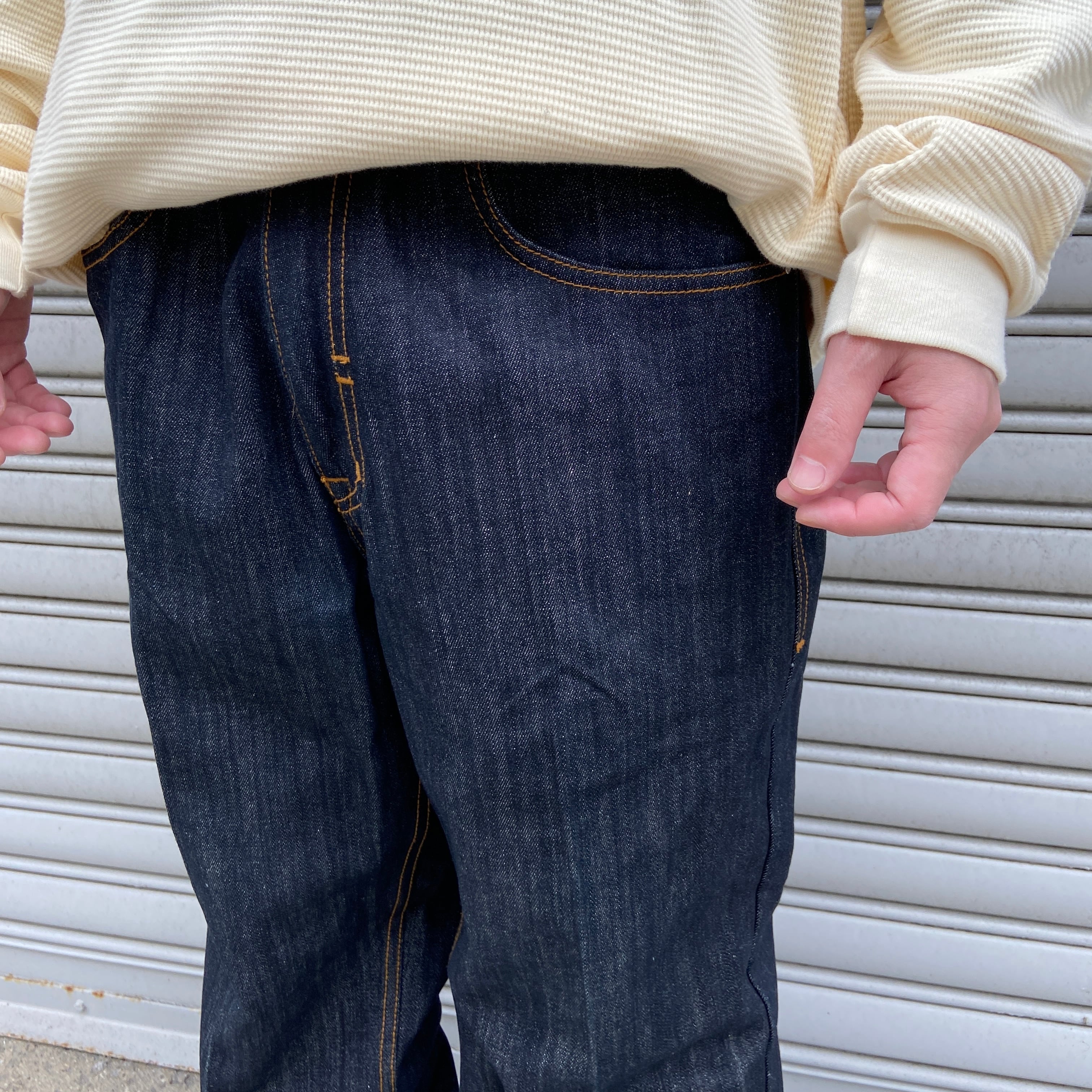 送料無料』ROCAWEARロカウェア ディープブルーソリッドデニムパンツ  