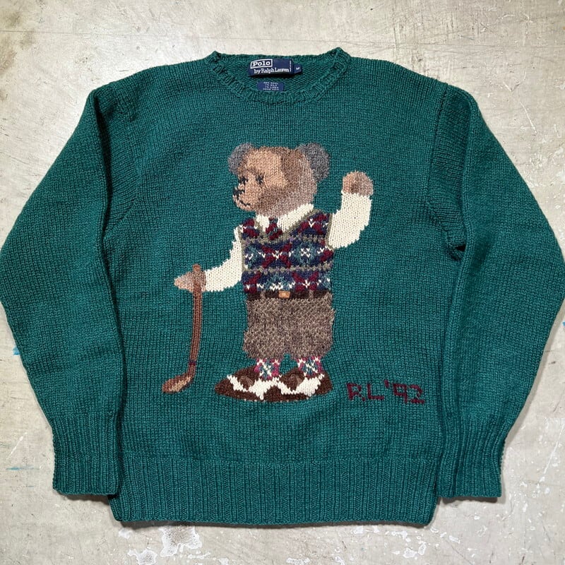 90's Polo by Ralph Lauren RL'92 ポロベア ニットセーター ゴルフ