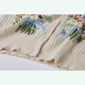 花刺繍が彩る：レトロエレガンスなリブカーディガン Y0177