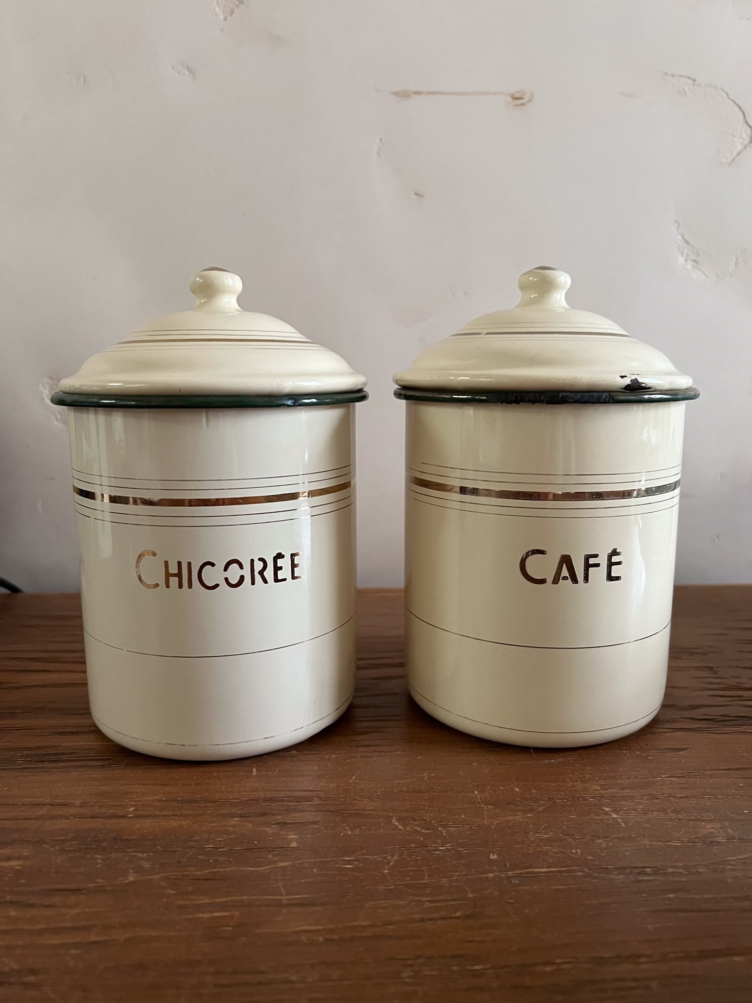 クリーム色のキャニスター(B) chicoree フレンチアンティーク ヴィンテージ