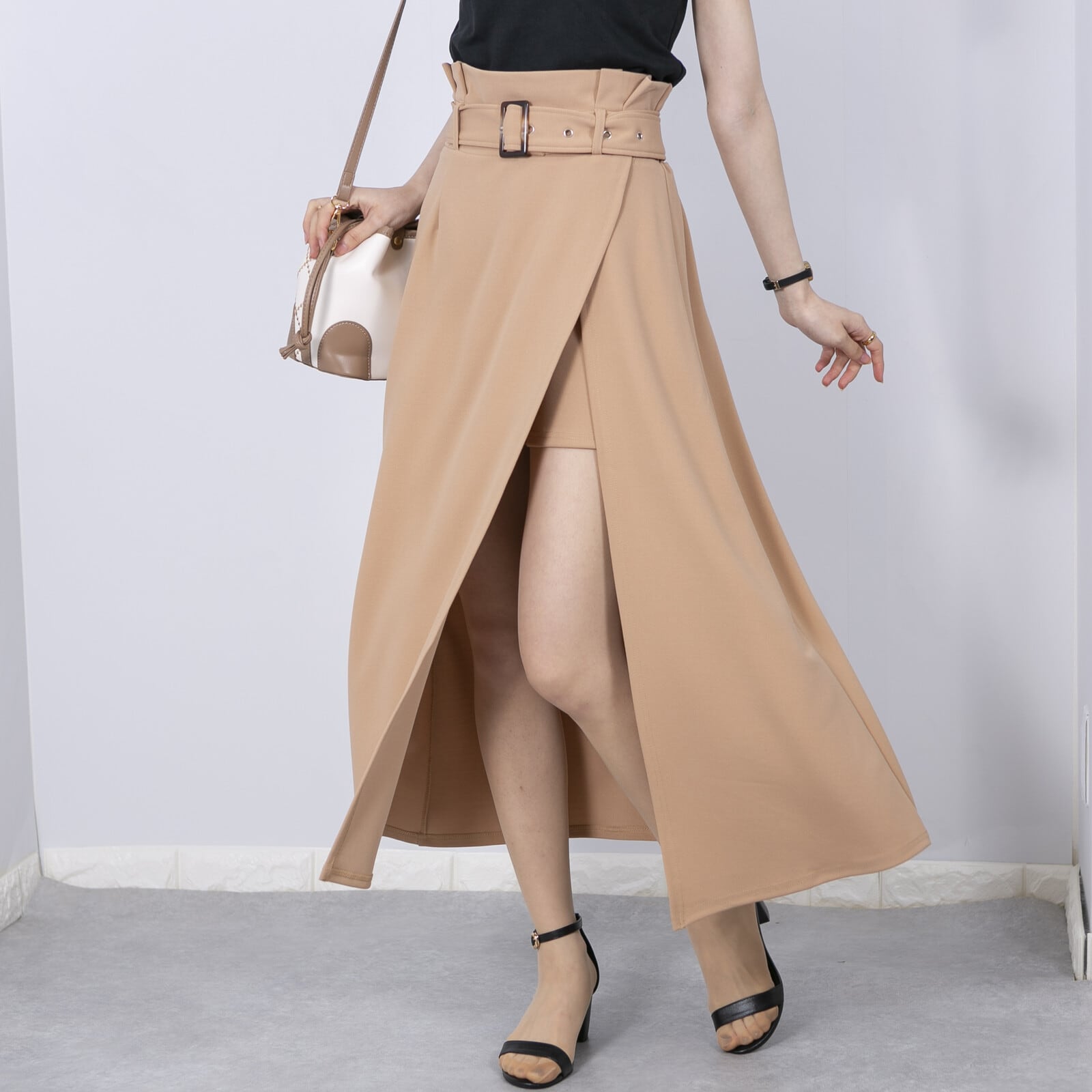 最終お値下げ！！コムコム ジョーゼット生地スカート セール】 【セットアップ対応】ウールジョーゼット フレア