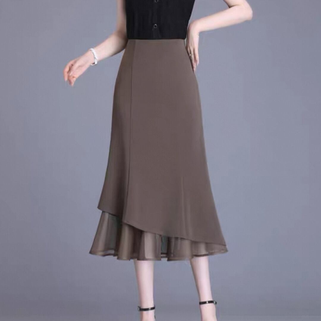 Asymmetry design tight long skirt 00221