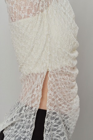 Lace Gathered Top / WHITE