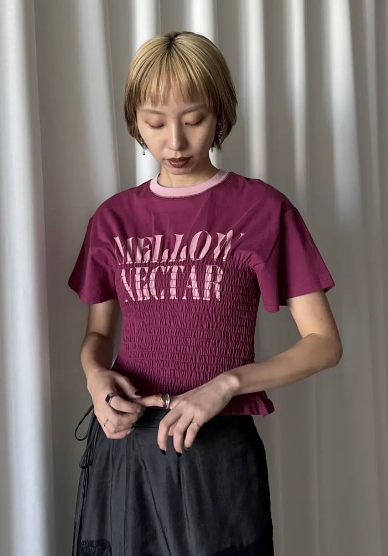 AMERI】MEDI SHIRRING CONCEPT TEE (0226103610280) | CLOAK&CO EC STORE