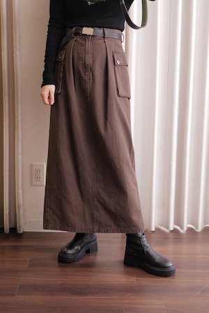 denim pocket skirt brown