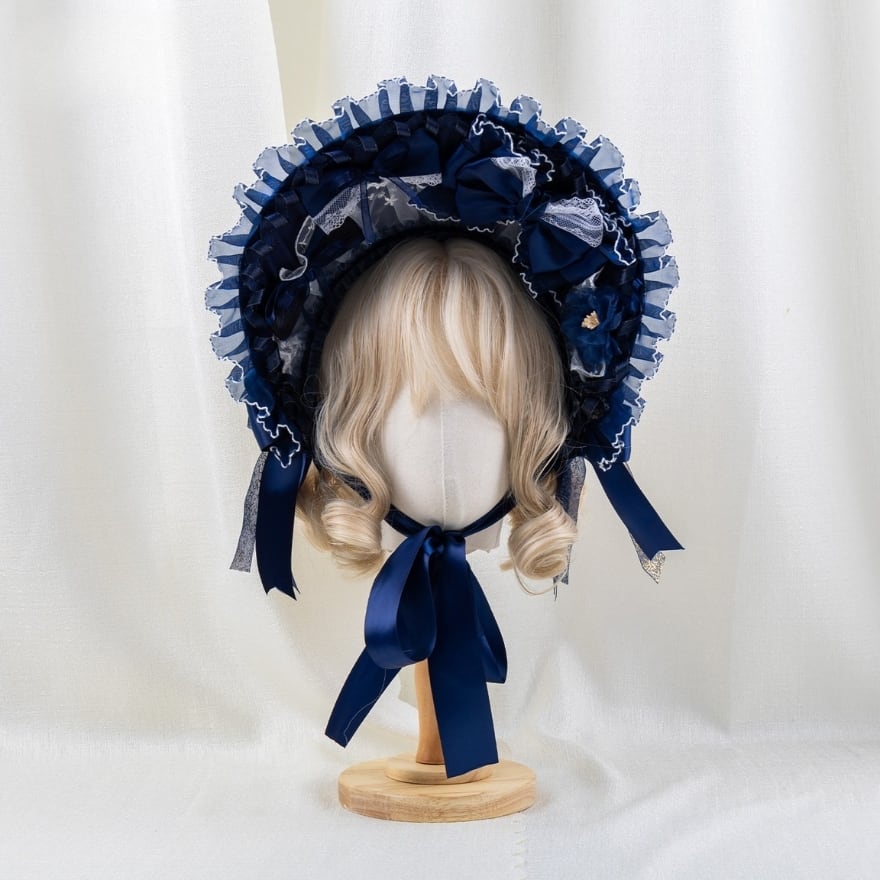 深海の令嬢フリルボンネット|クラシカルロリィタ・ゴスロリ・ドール系ヘッドドレス