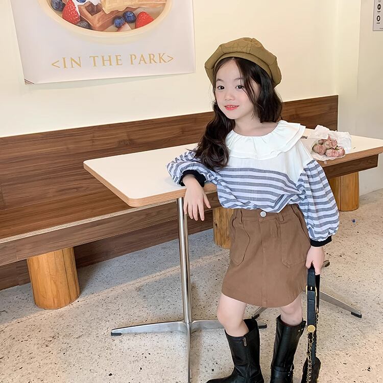 90㎝-150㎝】トップス ブラウス ボーダー 人気 トレンド 韓国版  